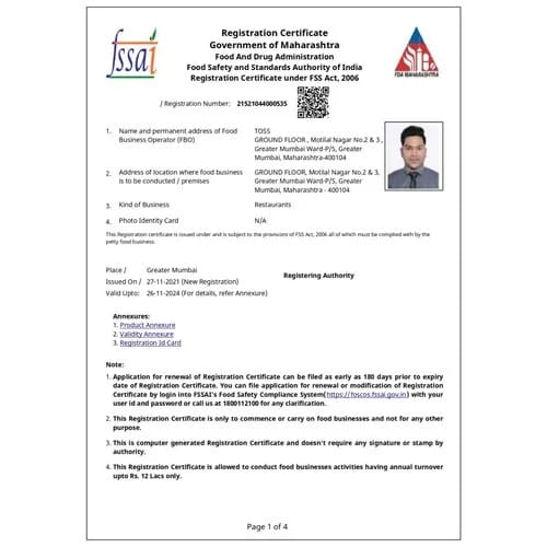 Fssai Central State Licence Services
